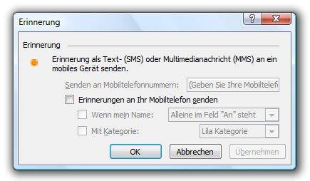 Outlook 2010 Mobile-Benachrichtigung - Erinnerungen.